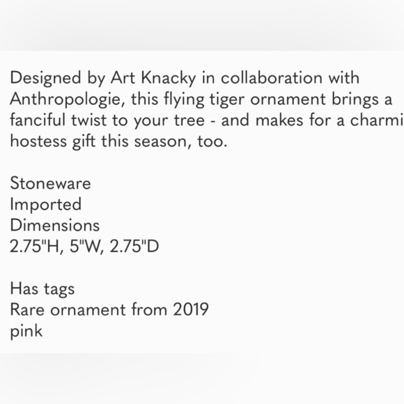 Anthropologie Art Knacky Flying Tiger Ornament 2019 Rare NWT - Picture 2 of 11